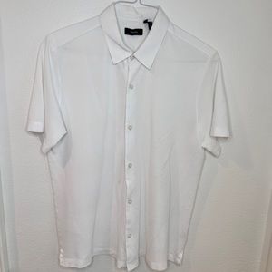 Theory white shirt, large bottom dow.